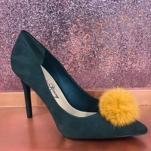 Suede Pom Pom Pumps